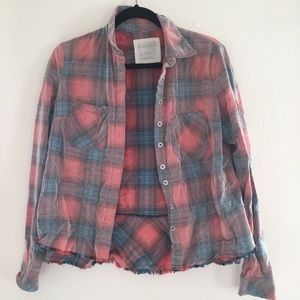 Free People Plaid Corduroy Shirt SizeXS
